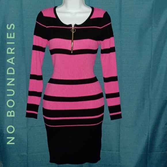 No Boundaries Dresses & Skirts - No Boundaries | Pink & Black Sweater Dress